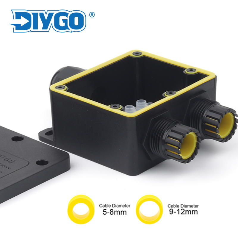 Outdoor Power Board Box - IP68 Outdoor Waterproof Junction Box Black