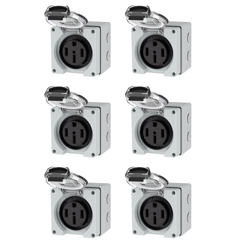 Outdoor Power Receptacle Box - ABZL 6X 50Amp Power Outlet Box,125/250Volt